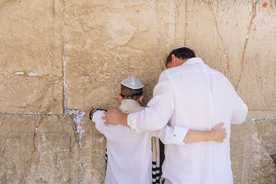 Two Jewish men worshiping on Sabbath
