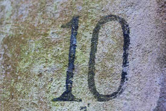 Number 10 on a rock as we study how the the ten commandments or the Law of God is law of love and reflection of His character