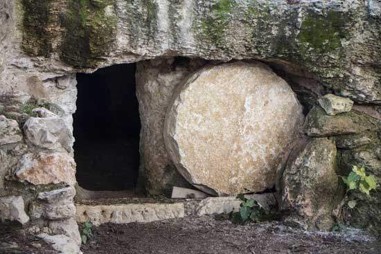 An empty tomb, symbolic of Jesus' resurrection