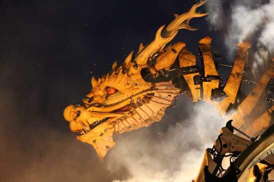 A fiery dragon, a symbol used in the biblical prophecies of the book of Revelation