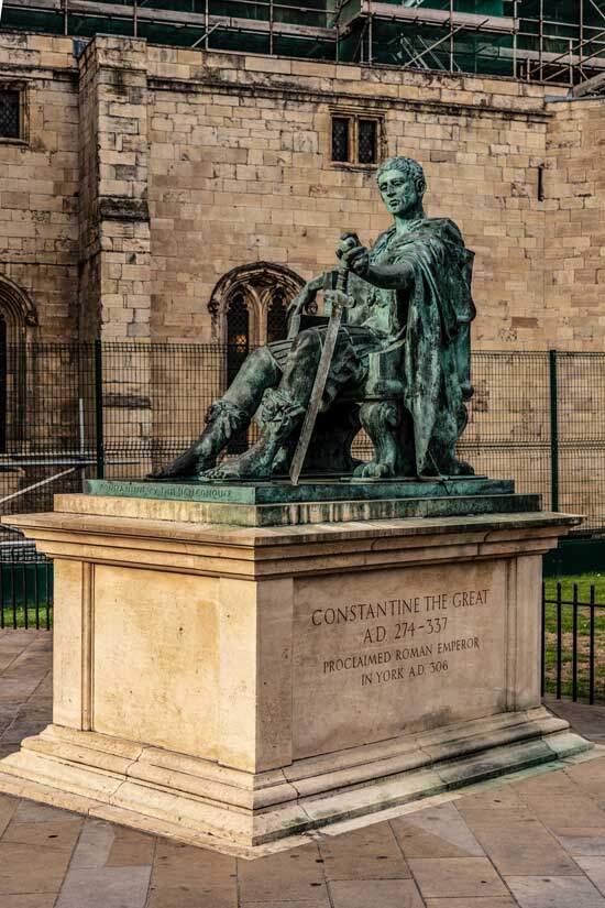 Statue of Constantine as he decreed Sunday as day of worship in the Roman Empire, to honor the sun god, one of the Roman gods