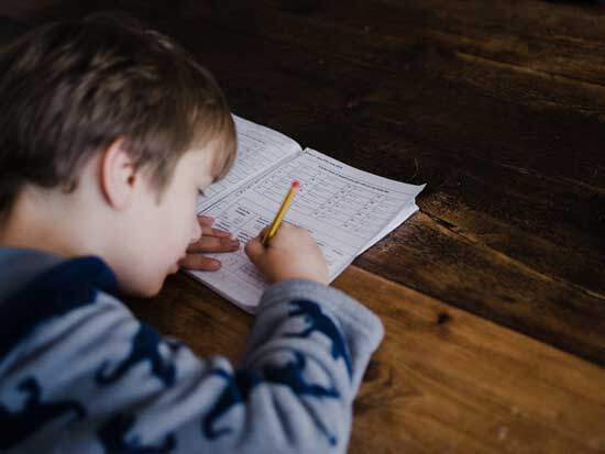 A student taking an exam