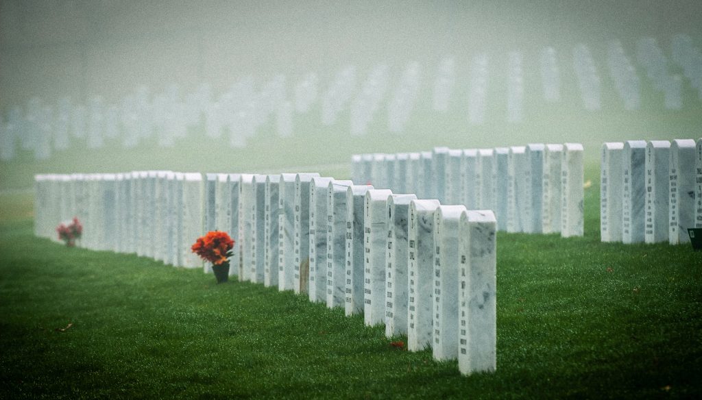 Gravestones in a cemetery