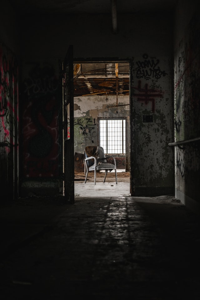 Devastated house An abandoned chair in a devastated house, representing the way the Israelites lost their city, possessions, and loved ones
