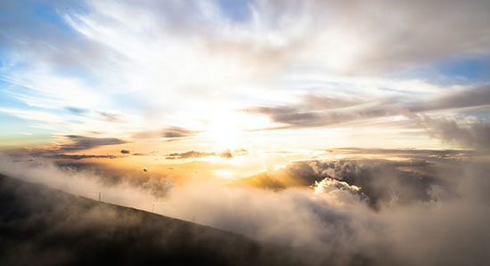 Clouds as sun shines at the horizon and we study how Great Controversy reminds us to be prepared for return of Jesus Christ.