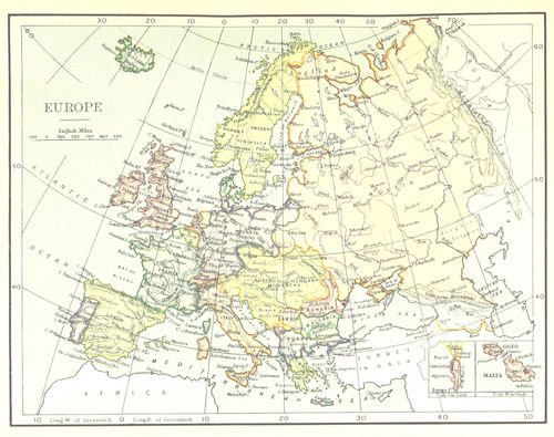 Ancient map of Europe as we learn about Ellen White's visit to European missions from 1885 to summer of 1887.