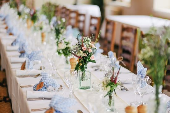 A decorated table at a wedding, illustrating the parable of the wedding feast