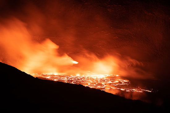 A lake of fire on the surface of the earth