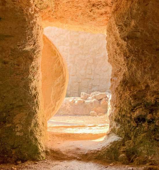 Empty tomb of Jesus Christ who was resurrected so that God's people could also be resurrected