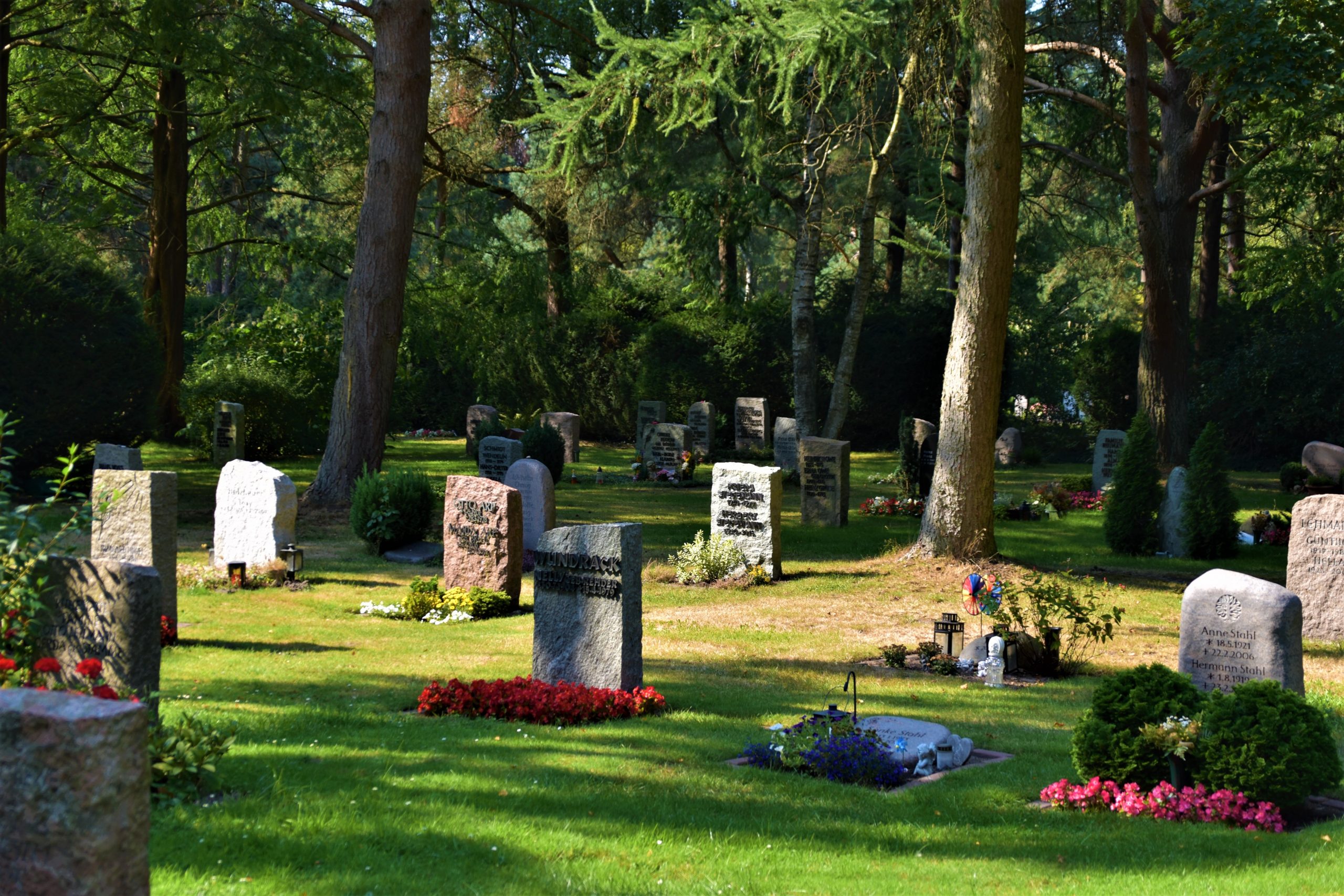 A graveyard full of graves, where people rest rather than going directly to heaven or hell