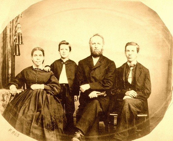 Ellen White with James White and her two sons, Edson and Willie