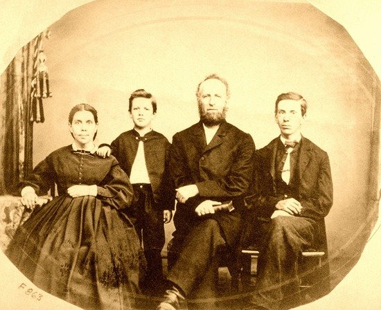 Ellen White with James White and her two sons, Edson and Willie