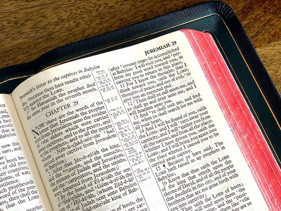A King James Version Bible open to the book of Jeremiah