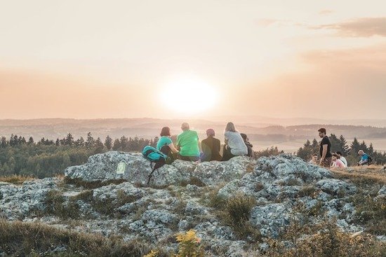 A group of people enjoying a hike in nature on Sabbath