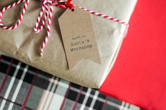  A Christmas gift with a gift tag from Santa's workshop
