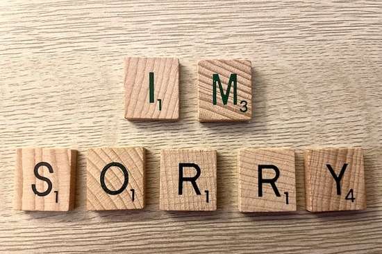Scrabble tiles that say, I'm sorry