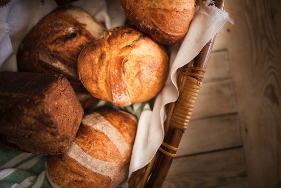 Five loaves in a basket