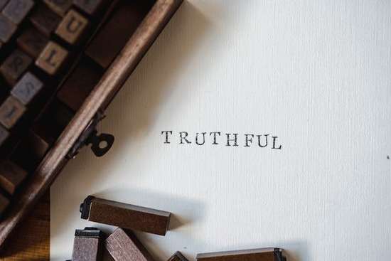 The word Truthful on a piece of paper