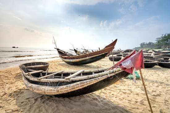  Old fishing boats made out of bamboo