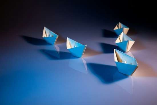  Blue paper fishing boats