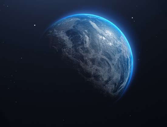 The earth appearing in space from nothing