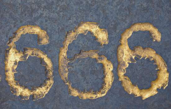 666, the number of the beast, in golden letters
