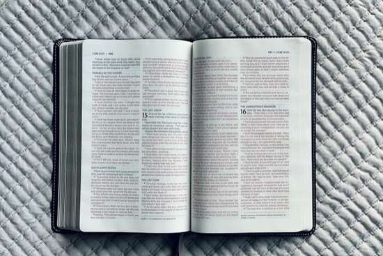 A Bible open to the Gospel of Luke