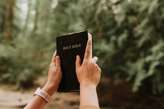 Hands holding up a Bible just as Ellen White encouraged people to turn to the Bible and study it 