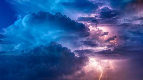 Lightning and dark clouds, as though foreshadowing apocalyptic events