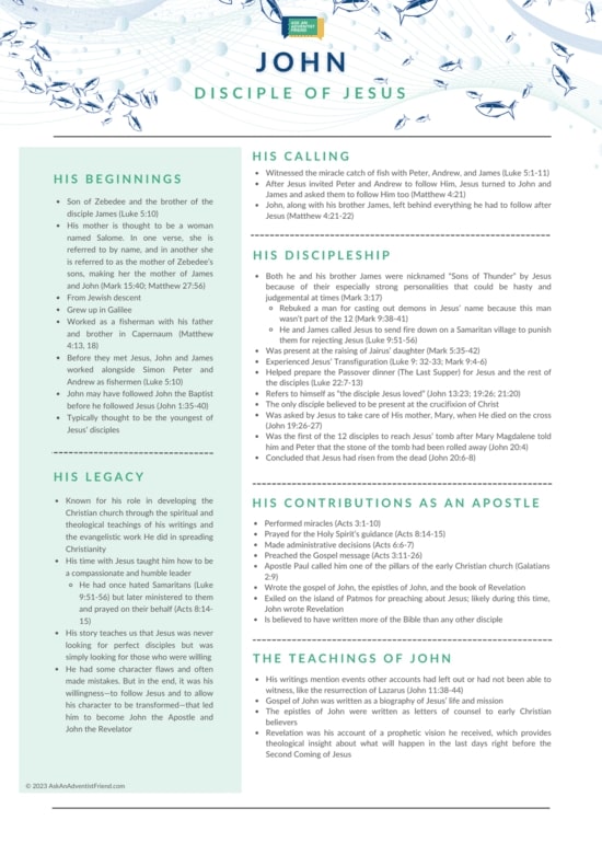 John downloadable resource An infographic on the life and ministry of the disciple John.