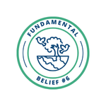 An icon of the Tree of Life, birds, and the earth to represent Creation and Fundamental Belief #6.