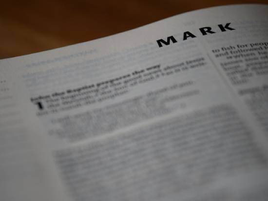Book of Mark Close-up of the first page of the book of Mark