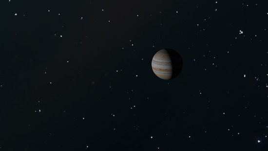 View of a planet and stars in space A planet in the distance surrounded by stars in space.